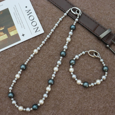 Ni Ni's same style irregular Tahitian mixed-color Shijia pearl necklace for women, light luxury, fashionable and versatile, temperament clavicle chain_voghion.com