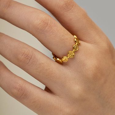 Women's simple non-fading gold stainless steel oval round ring accessories_viptrois.com
