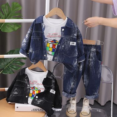 Mother&Kids Boys set children's clothes in the little cowboy three-piece handsome children's clothes_voghion.com