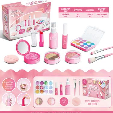 Pretend Play Makeup Toy Set For Girls Non-Toxic Safe Kids Cosmetic Kit With Mirror Lipstick & Nail Polish Perfect Birthday Gift For 4-6 Year Olds _voghion.com