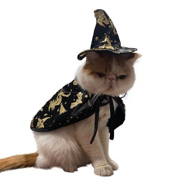 Halloween Witch Cloak Cat Wizard Cloak Pet Cloak Holiday Dress Up Costume Costume_voghion.com
