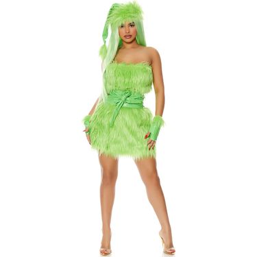 Unisex Halloween green monster costume COS Christmas thief monster costume furry Grinch cosplay uniform_voghion.com