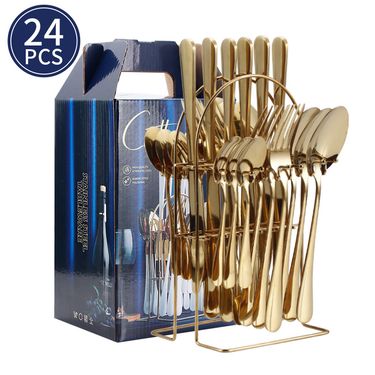 1010 Series 24-Piece Stainless Steel Cutlery Set - Steak Knife & Fork Set With Dinner Spoon, Premium Dining Utensils For Western Cuisine In Gift Box_voghion.com