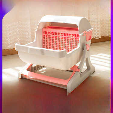 Leyoupai Cat Toilet Factory Direct Oversized Semi-automatic Cat Toilet Pet Toilet Semi-closed Litter Box_voghion.com