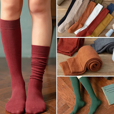 Haruku Long Women Stockings Organic Cotton Solid Warm Thigh High Ladies Girls Street Fashion Young Casual Knee Socks_voghion.com