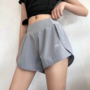 Summer Thin Women's Fitness Sports Two-Piece Anti-Exposure Three-Quarter Shorts High Waist Hip-Lifting_voghion.com