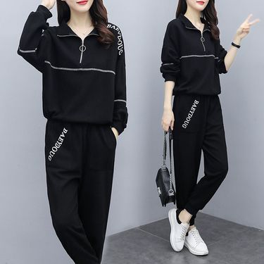 100kg Plus Size Women's Clothing For Chubby Sisters 2025 New Spring And Autumn Loose Zipper Stylish Youthful Two-Piece_voghion.com
