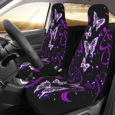 Purple Butterfly Accessories Car Seat Covers Bucket Seats Protector For Women Girl Full Set 2 Pcs_voghion.com