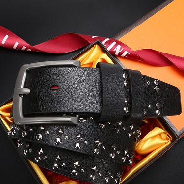 VOOTHOST Metal Rivet Decoration Waistbands Belts for Men Women Fashion Apparel Accessories Vintage Western Style F0187_voghion.com