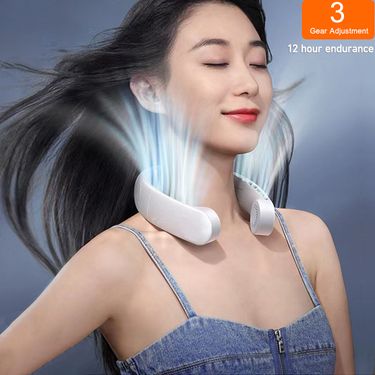 New Mini Neck Fan Portable Bladeless Hanging Neck 1200mAh Rechargeable Air Cooler 3 Speed Mini Summer Sports Fans_voghion.com
