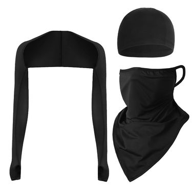 Sun Protection Shawl Sleeves Outdoor Sports Ice Silk Arm Guards Cycling Face Mask Ear Hanging Triangle Scarf Inner Liner_voghion.com