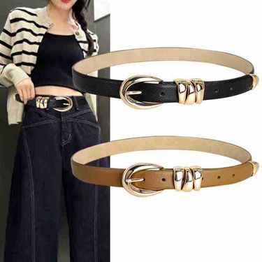 High Quality, Simple, Irregular, Personalized Street Versatile, Metal Belt, Cowhide Versatile Belt_voghion.com