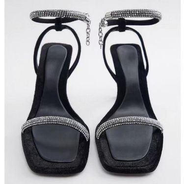 2023 Summer New Large Size Minimalist Feng Shui Diamond Hanging Chain Thin High Heel Shoes Sandals Women's Cx_voghion.com