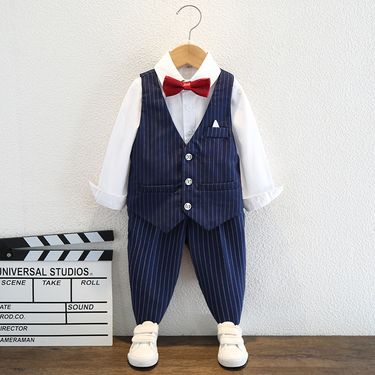 Boys Suit Set Baby Flower Girl Wedding Dress Children's Small Suit Boy Handsome British Piano Performance Costume_voghion.com