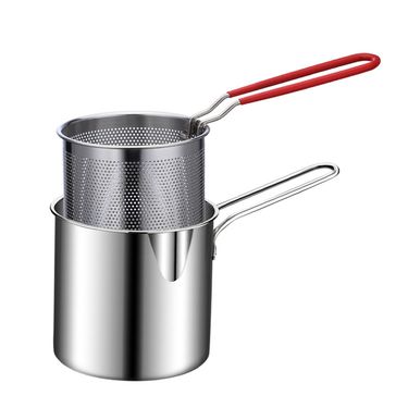 Stainless Steel Deep Frying Pot Tempura French Fries Fryer With Strainer Chicken Fried Pans Kitchen Cooking Tool_voghion.com