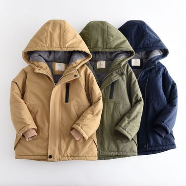 Toddler Boys Clothing winter new zipper decoration boys plus velvet thickened hooded cotton coat boys cotton coat_voghion.com