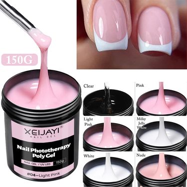 Nail Glue 150g Large Capacity Phototherapy Extension Glue Pain Extension Glue UV Solid Paper Free Fast Extension Crystal Glue_voghion.com