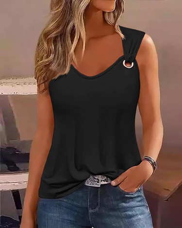 Women's spring and autumn Hollow solid color sweet vest_voghion.com