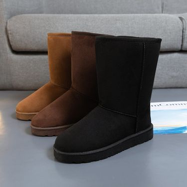 Snow Boots women's winter New Round toe Korean style mid-calf fleece-lined thick warm platform casual student cotton boots_voghion.com
