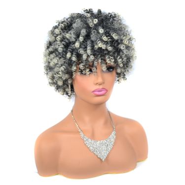 Afro Kinky Curly Wigs Small Screw Curly Wig Head Cover Fluffy Afro African Wig_viptrois.com