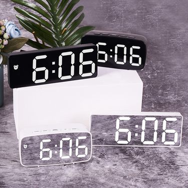 Alarm Clocks Creative Mirror Multi Function LED Makeup Mirror Battery Plug In Dual Purpose Alarm Clock_voghion.com