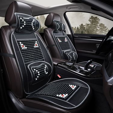 3pcs Car Cushion Summer Cool Mat Single Wooden Beads Summer Breathable Mat Ventilation Cool Four Seasons Universal Three-piece Set_voghion.com