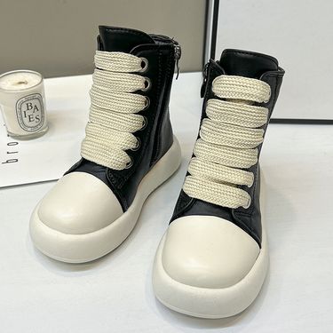 Children's shoes children's popular shoes autumn new boys and girls solid color high top shoes students fashionable all match shoes_voghion.com