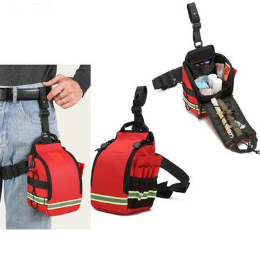First Aid Kit Fanny Pack Medical Storage Red Travel Rescue Waist Bag Empty Pouch Compact Survival Medicine Pocket Container_voghion.com