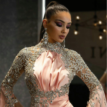 2025 Spring New Women's Pink Sexy Evening With Split Gold Dress And Long Skirt_voghion.com
