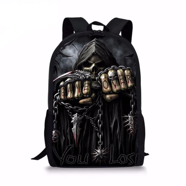 Cool Skull Print Men Kids Boys Girls Backpacks Child Bags for Teenage Student Daily Backpack School Bag_voghion.com