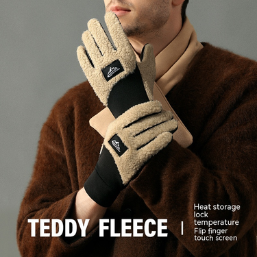 Winter Warm for Men Women Sports Cycling Outgoing Thickened Velvet Windproof and Cold Resistant Casual Knitted Gloves_voghion.com