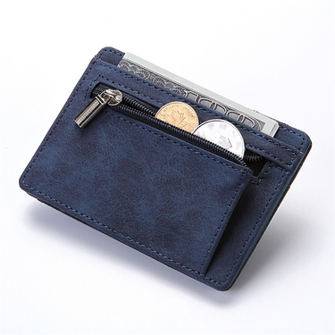 New Ultra Thin Men Male PU Leather Mini Small Magic Wallets Zipper Coin Purse Pouch Plastic Credit Bank Card Case Holder_voghion.com