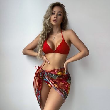 Verve Yonghe 2025 New Three-Piece Bikini Conservative Sexy Swimwear Printed Slimming Swimsuit For Women_voghion.com