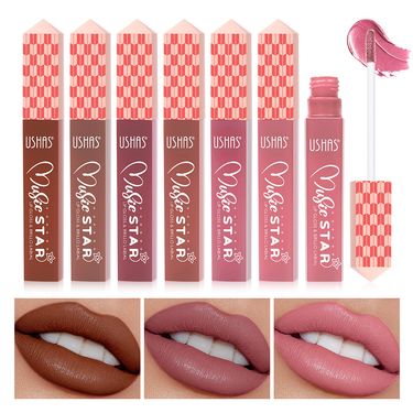 USHAS6 Color Liquid Gloss Lip Glaze Matte Non Stick Cup Waterproof Lipstick For Long-lasting Use_voghion.com
