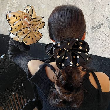 Elegant Polka-Dot Large Intestine Ring Hair Ring Elegant Classic Fabric Hair Rope Large Intestine Ring Hair Accessories New Headdress Flower Girl_voghion.com