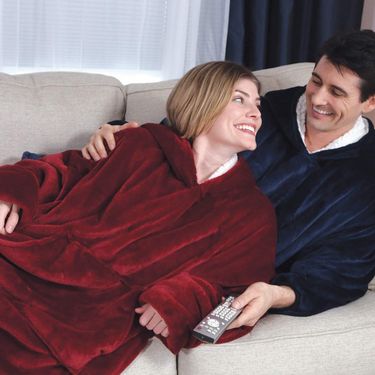 Women's Clothing Winter men and women couple fleece home clothes outdoor thick warm medium and long lazy robe_voghion.com
