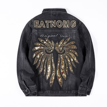 Denim jacket men's autumn tooling loose trendy brand cardigan casual men's top spring and autumn ripped lapel jacket_voghion.com