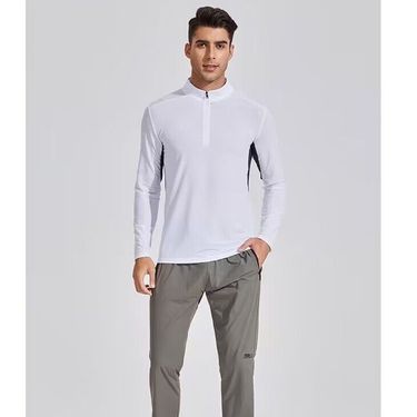 Men's Clothing Dark Pattern Quick-Drying Clothes Long-Sleeved T-Shirt Stand-Up Collar Polo Fitness Sports Running Breathable Tide_mkmklike.com