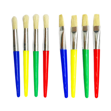 Candy color 4 pig bristle brush plastic rod gouache children's art drawing DIY graffiti oil brush wholesale_voghion.com
