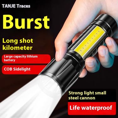 Flashlight, strong USB charging, outdoor bright, long-range, household emergency light, waterproof, mini, student_voghion.com