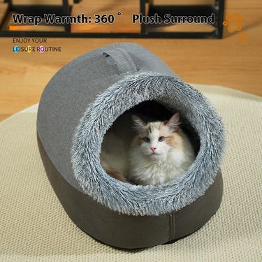 Cat's Dog's Winter Pet Fully Enclosed Big Neck Long Plush Products Handheld Warm Multi functional Nest Toy_voghion.com