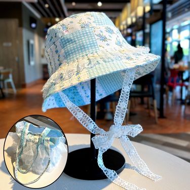 Spring Korean Style Sweet Cute Small Broken Flowers Fisherman Hat Ladies Multifunctional Handbag Summer Parasol_voghion.com