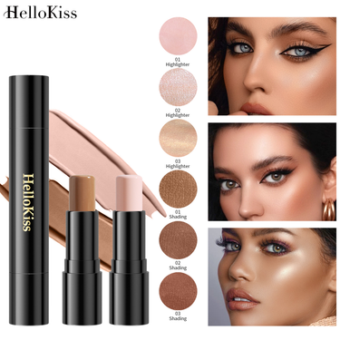 HelloKiss repair stereo face double head shadow highlight stick concealer cream makeup_voghion.com