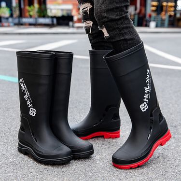 Wear-resistant Rain Shoes Men's Water Shoes Rain Boots Water Boots Non-slip Waterproof Tall Tube Fishing Labor Insurance Rubber Shoes_voghion.com