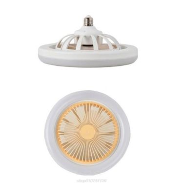Ceiling Fans with LED Light, 3-Bladeless Modern Smart E27 Lamp Head Fan Light Flush Mount for Bedroom Office AC 85V-265V_voghion.com