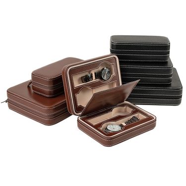 Portable PU Leather Zipper Watch Bag Jewelry Storage Display Box 2 4 8 Watch Boxes In Stock_voghion.com