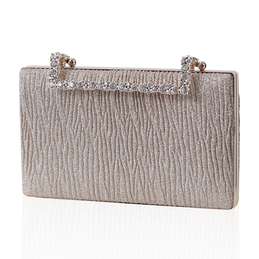 pleated dinner bag studded with diamonds bridal bag banquet ladies chain clutch bag one piece drop shipping_voghion.com