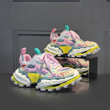 New Goods Platform Bottom Lace Up Mesh Breathable Shock Absorption Non Slip Casual Dad Shoes_voghion.com