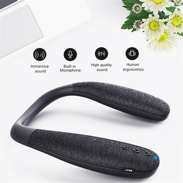 Neck Mount Bluetooth Speaker Wireless Wearable True Stereo Personal PortableSpeaker With Microphone Subwoofer Outdoor_voghion.com