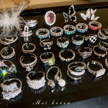 Real Gold Electroplated Pearl Set Diamond Open in South Korea Fashion Versatile High Grade Finger Ring Personalized and_voghion.com